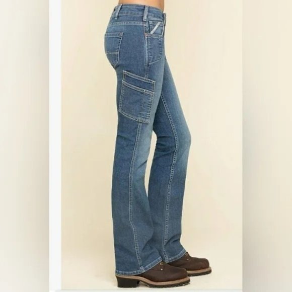Ariat Jeans Ariat Work Womens Rebar Durastretch Raven Midrise Boot Cut Denim Blue Jeans 29r